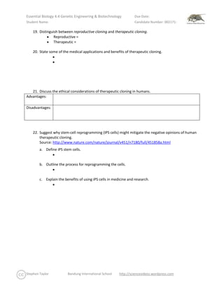 Essential Biology 04.4 Genetic Engineering & Biotechnology | DOCX