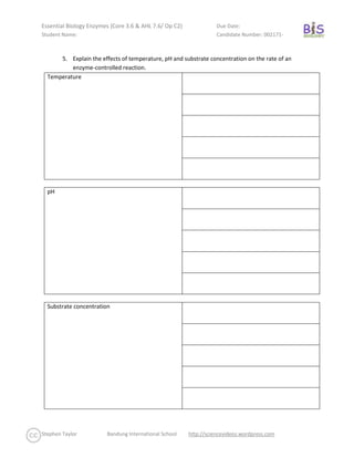 enzyme“globular protein* which acts as a catalyst for biological reactions”CITATION And07 \p 18 \l 1033  (1 p. 18)active s...