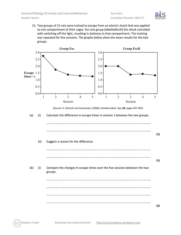 Essential Biology E3 Innate and Learned Behaviour | PDF