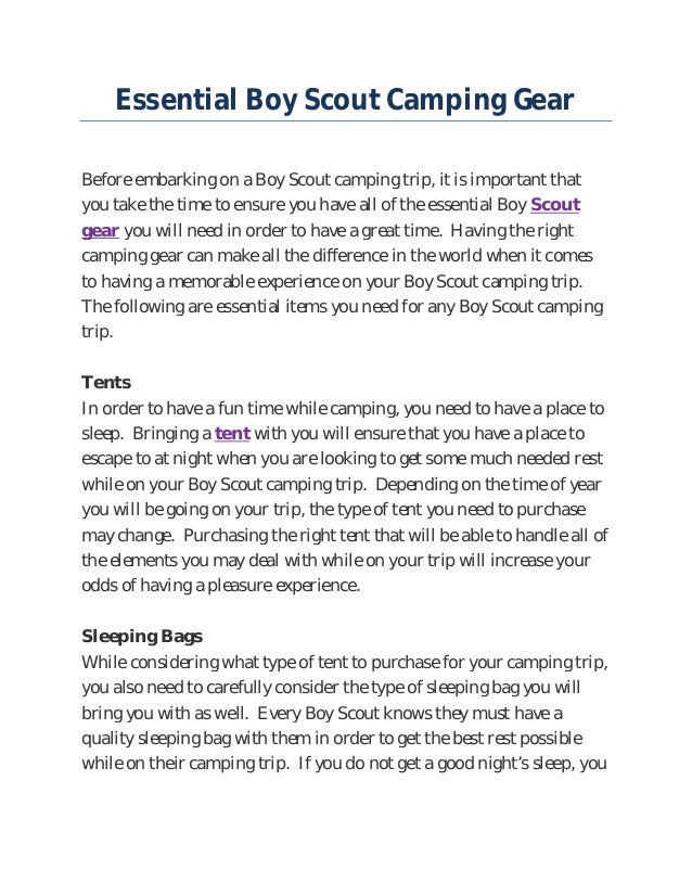 Essential Boy Scout Camping Gear