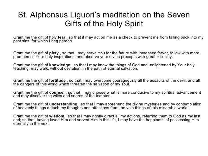 55 St Alphonsus Liguori S Meditation On The Seven Gifts Of Holy Spirit