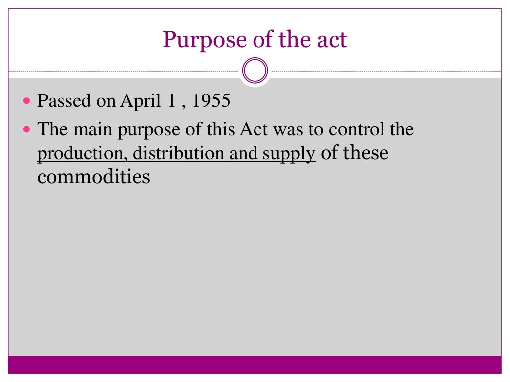 Essential commodity act ppt