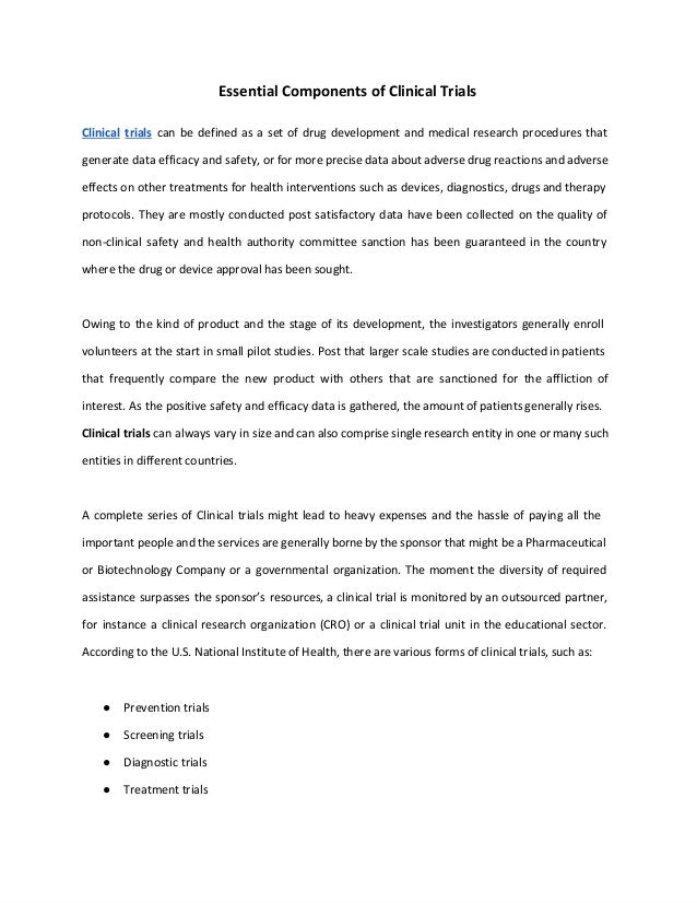 Essential Components of Clinical Trials