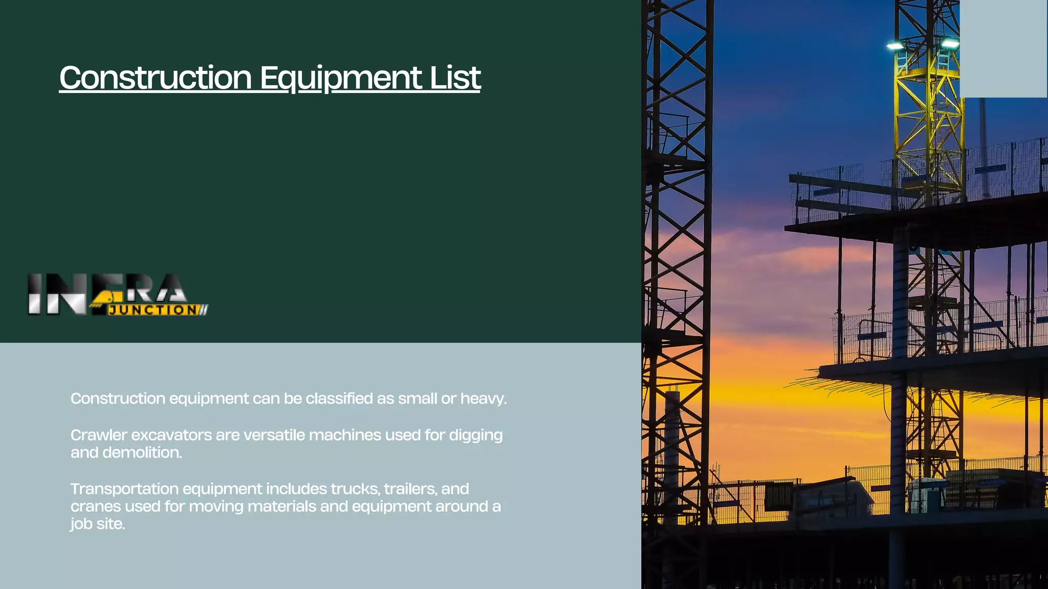 Essential Construction Equipment List Crawler Excavator ...