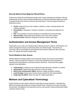Comptia Security+ Certification: Key Cybersecurity Terms for Beginners ...