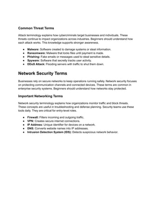 Comptia Security+ Certification: Key Cybersecurity Terms for Beginners ...
