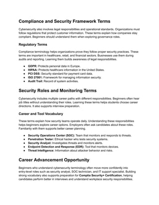 Comptia Security+ Certification: Key Cybersecurity Terms for Beginners ...