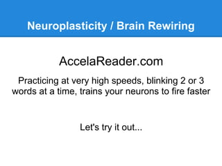 Accelareader Speed Reading: Essential Eye Training and Brain Rewiring | PDF