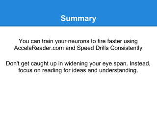 Accelareader Speed Reading: Essential Eye Training and Brain Rewiring | PDF