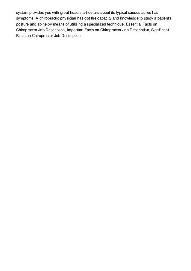 Essential Facts on Chiropractor Job Description