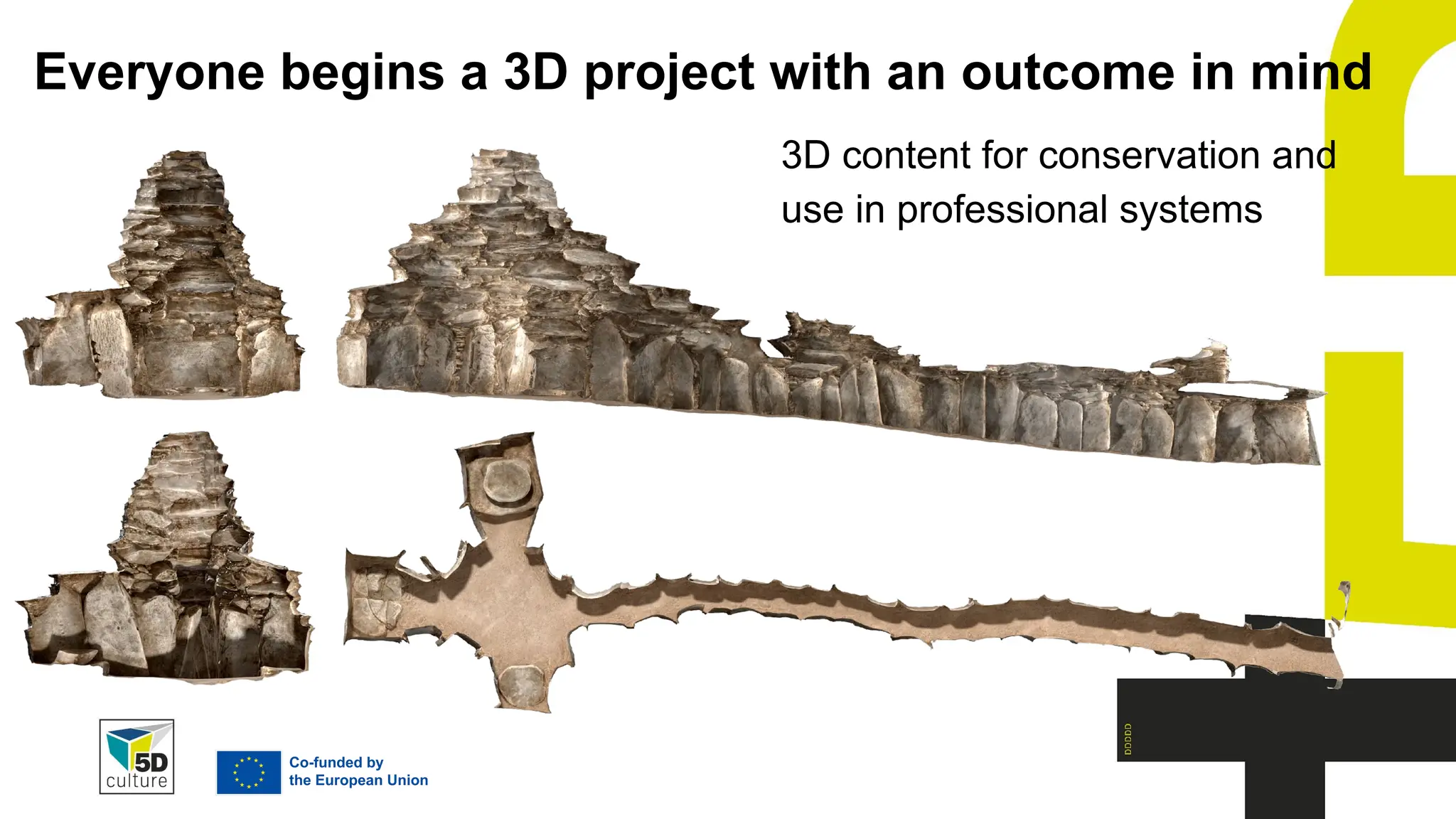 Everyone begins a 3D project with an outcome in mind
3D content for conservation and
use in professional systems
 