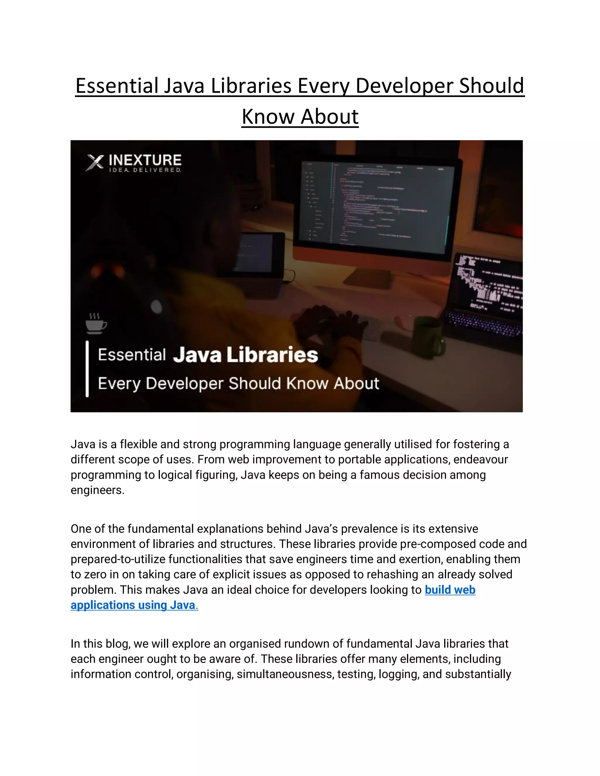 Essential Java Libraries Every Developer Should Know About | PDF