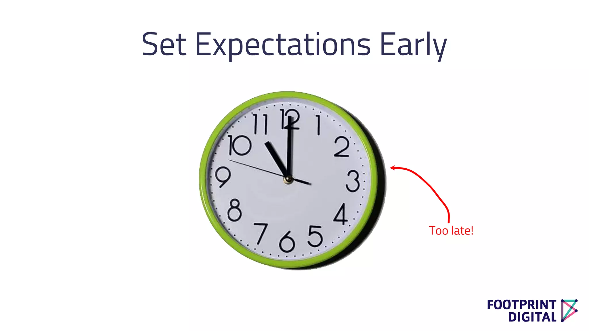 Set Expectations Early
Too late!
 