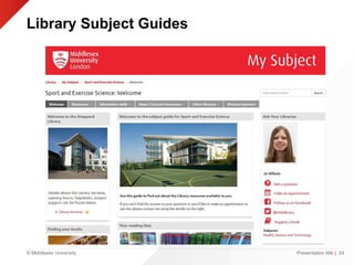 © Middlesex University
Library Subject Guides
Presentation title | 24
 