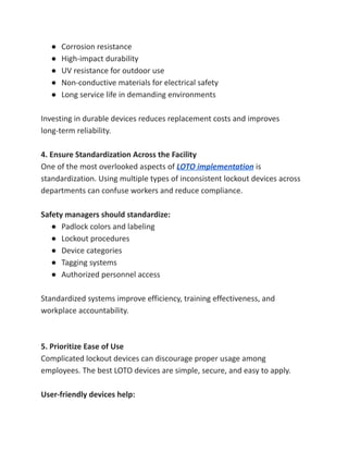 Safety Inconsistent Implementation Essential Guide to Selecting Lockout Tagout (LOTO) Devices for ...