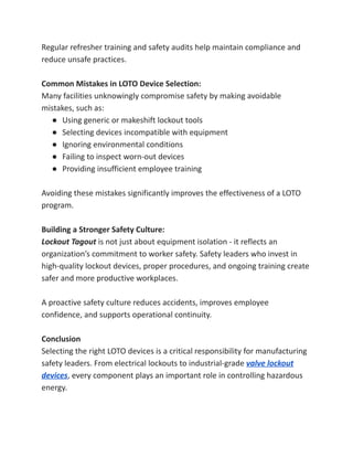 Essential Guide to Selecting Lockout Tagout (LOTO) Devices for ...