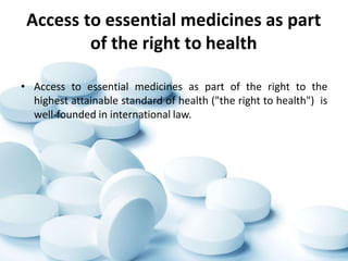 Essential medicines and counterfeit medicines | PPTX