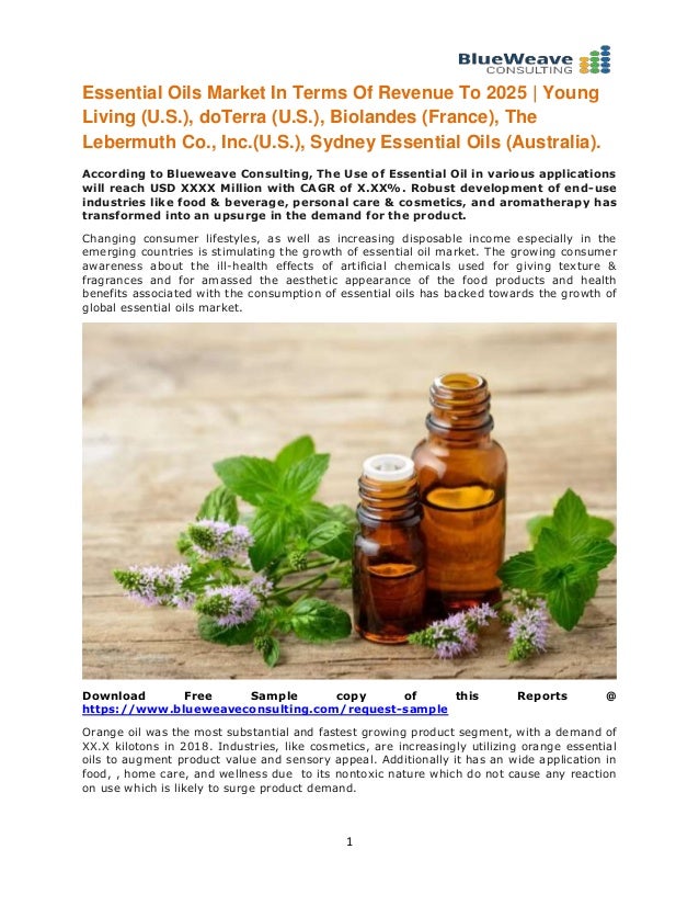 Essential Oils Market In Terms Of Revenue To 2025 Young Living (U.S