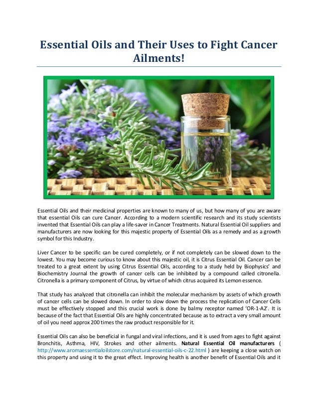Essential oils and their uses to fight cancer ailments!