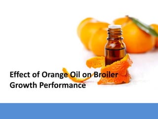 Effect of Orange Oil on Broiler
Growth Performance
 