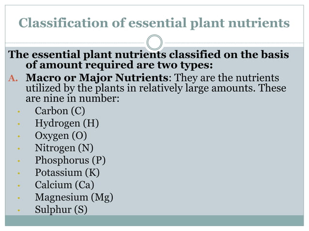 Essential plant nutrients and their functions | PPTX