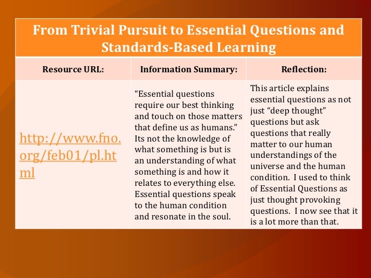 Essential questions