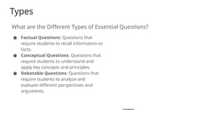 How to develop Essential Questions in Units | PPTX