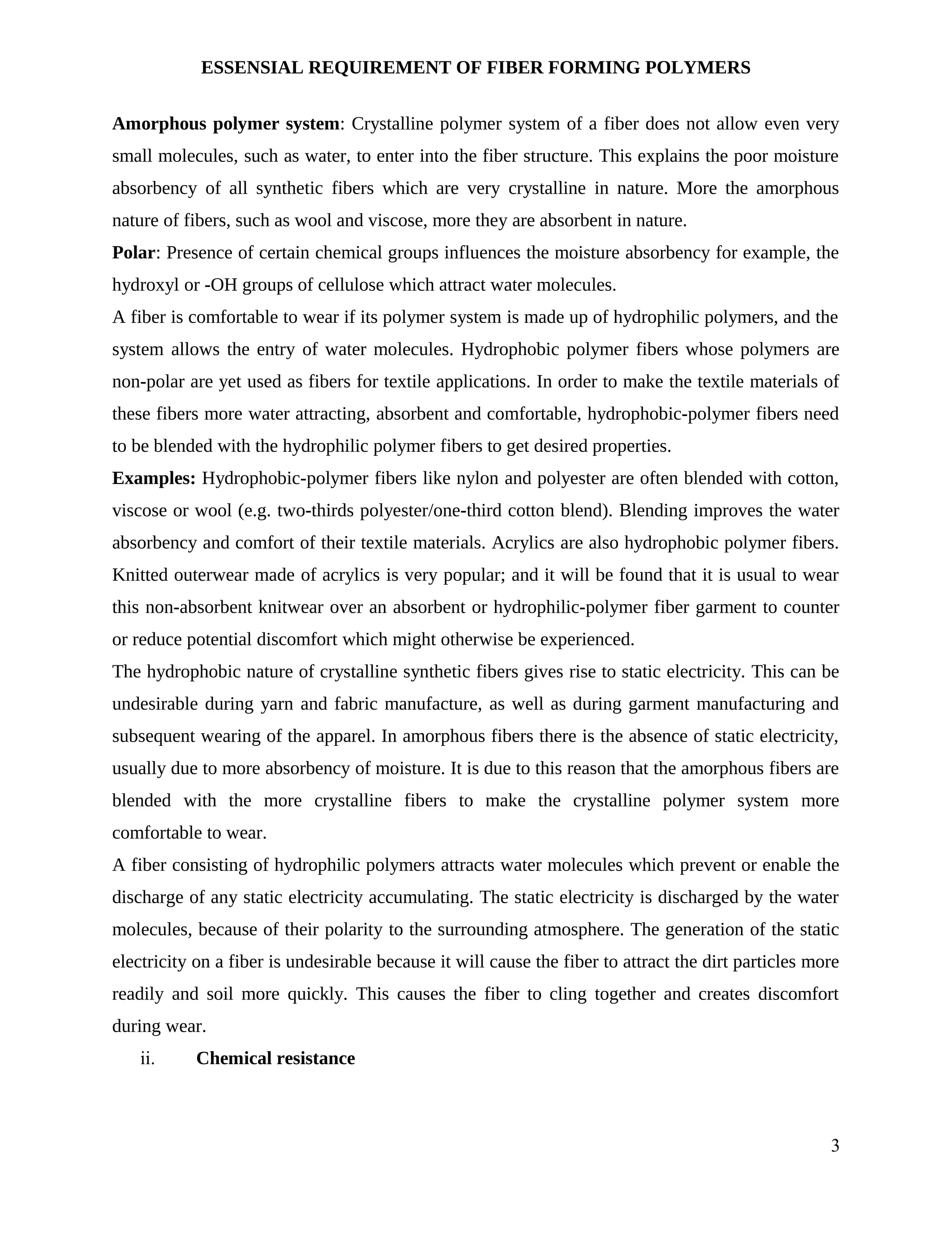 Essential requirements of fiber forming polymers | PDF