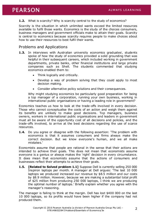 Essentials of Economics Australian 3rd Edition Hubbard Solutions Manu…