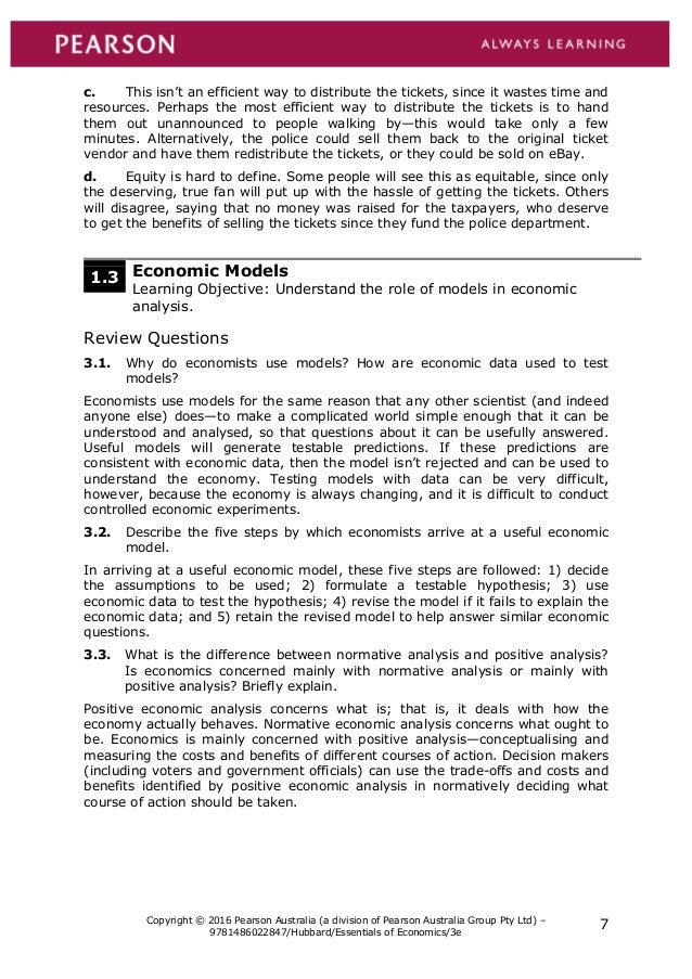 Essentials of Economics Australian 3rd Edition Hubbard Solutions Manu…