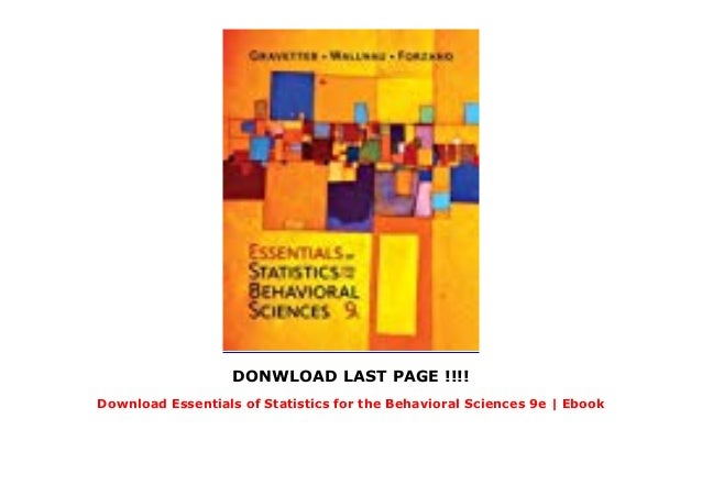 Download Essentials Of Statistics For The Behavioral Sciences 9e Eb