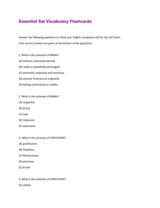 Essential Sat Vocabulary Flashcards | PDF