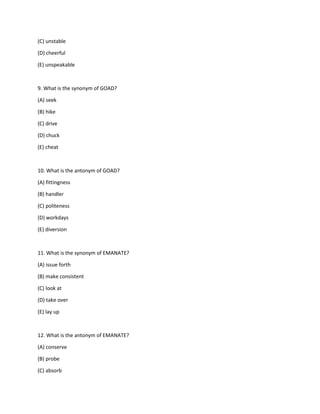 Essential Sat Vocabulary Flashcards | PDF