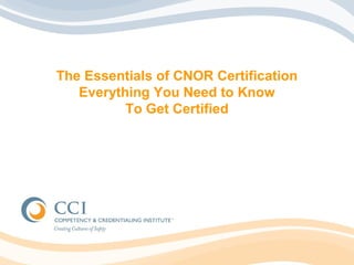The Essentials of CNOR Certification
Everything You Need to Know
To Get Certified
 