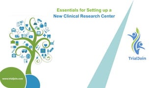 Essentials for Setting up a
New Clinical Research Center
 
