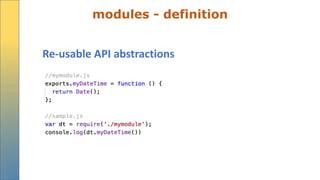 modules - definition
Re-usable API abstractions
 