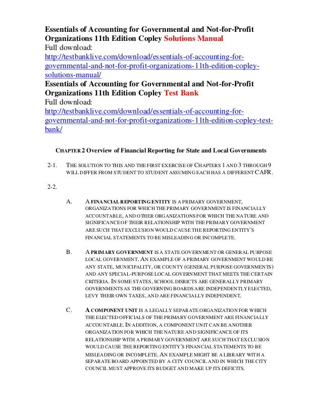 Essentials Of Accounting For Governmental And Not For