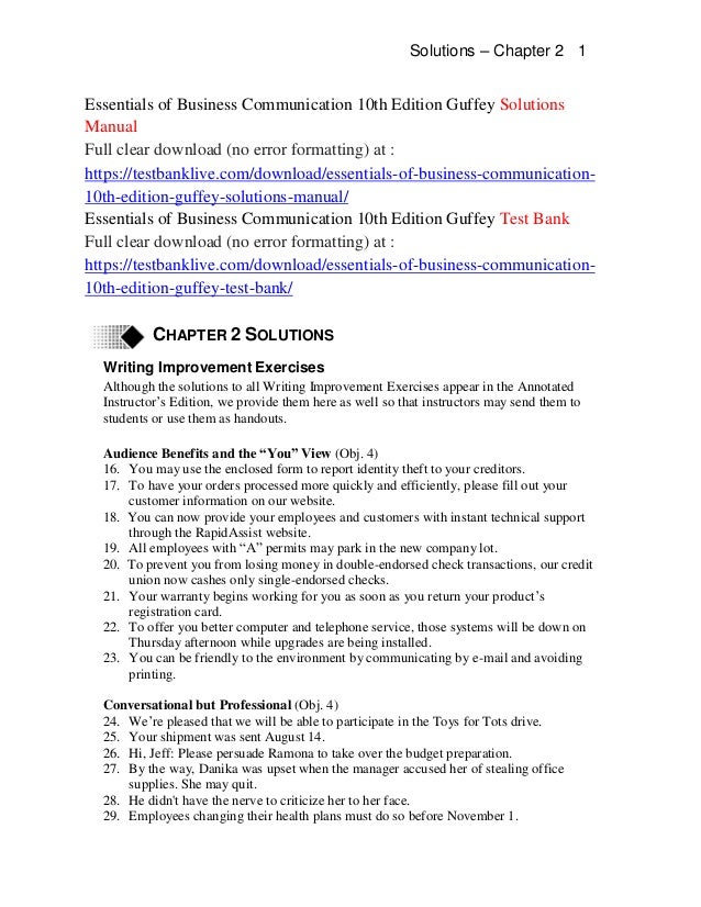 Essentials Of Business Communication 10th Edition Financeviewer