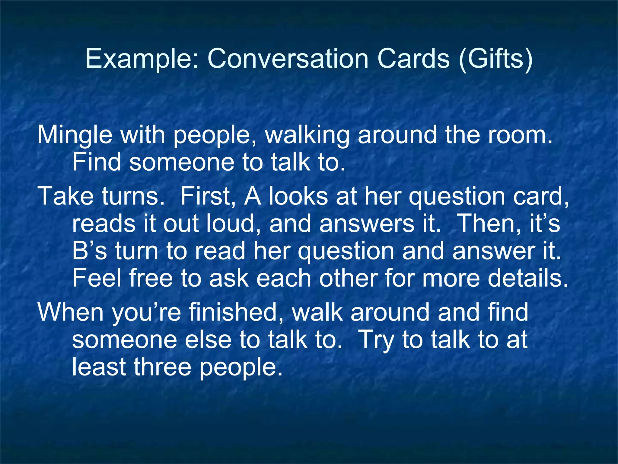 Language and Conversation Debrief: What was the effect of repetition? Did the language-focused preparation at the beginning help? 