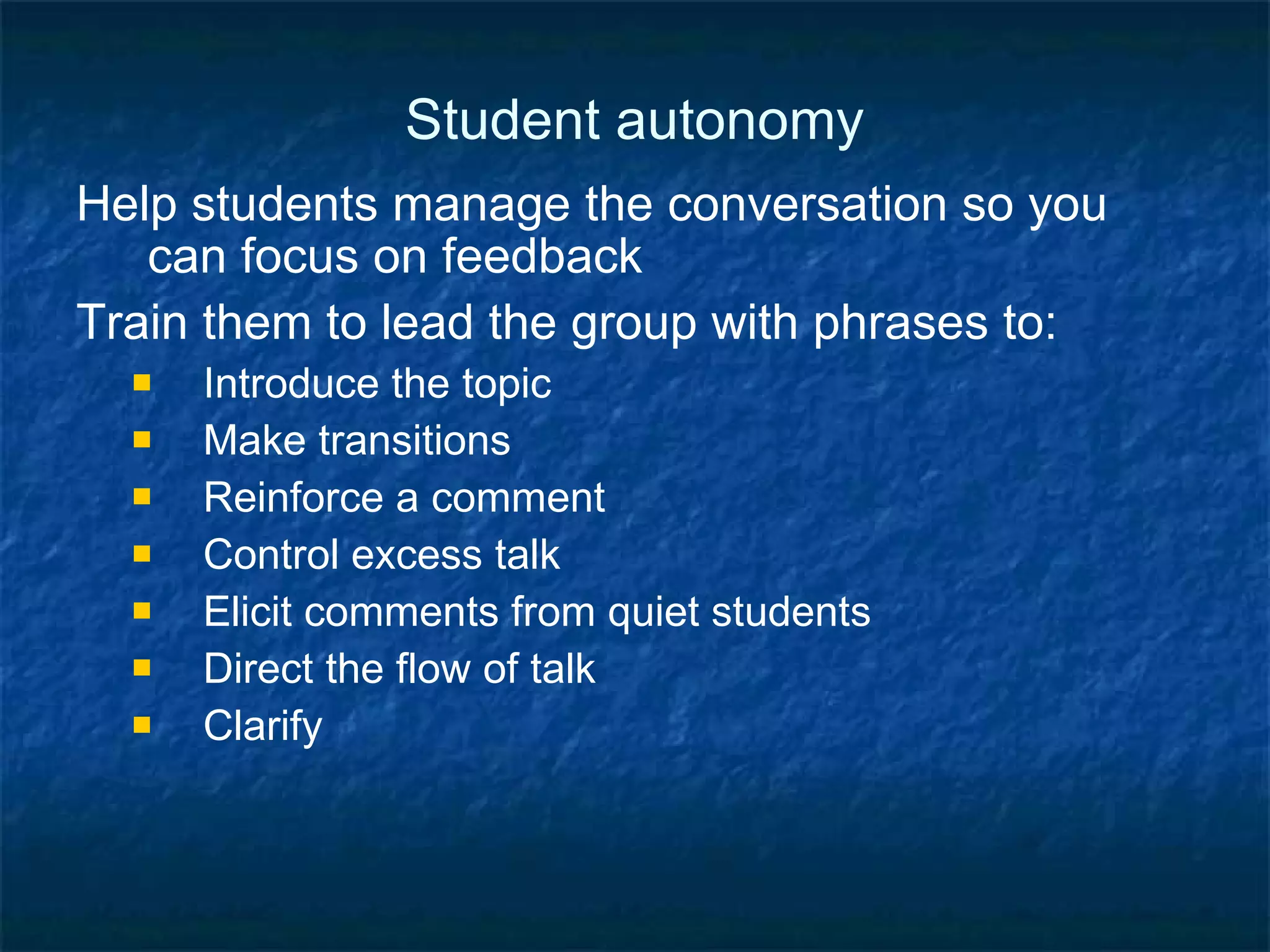 Student autonomy 