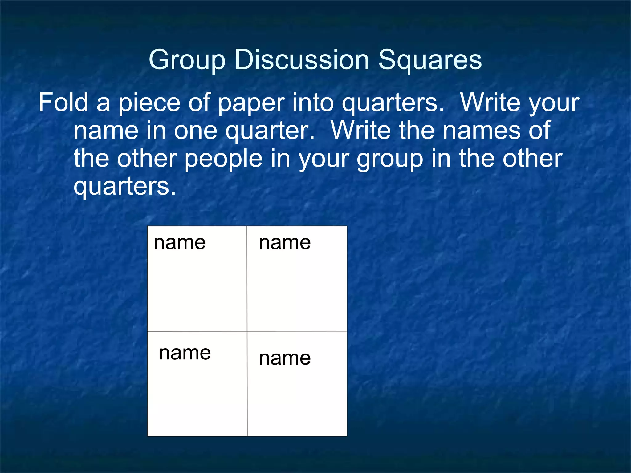 Group Discussion Squares Think of a  meal which had special significance  to you and prepare to tell your group about it. In your square, you can write  three or four words  to help you remember what to say. After you listen to your group  members, be prepared to tell  the whole class what you heard.  You may write no more than four words for each person to  help you remember what to say. Ari baby relatives feast 