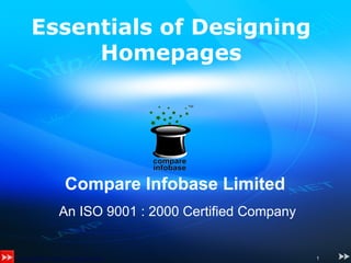 Compare Infobase Limited   An ISO 9001 : 2000 Certified Company   Essentials of Designing Homepages 