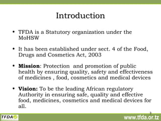 The role of (Tanzania Food and Drugs Authority) TFDA in the control of East Coast Fever 