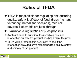The role of (Tanzania Food and Drugs Authority) TFDA in the control of East Coast Fever 