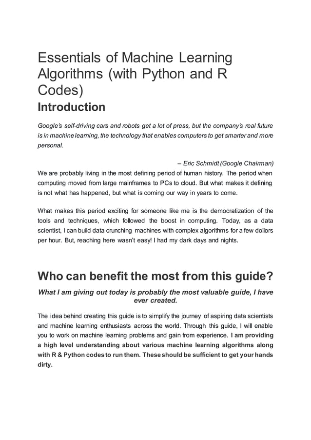 Essentials of machine learning algorithms | PDF