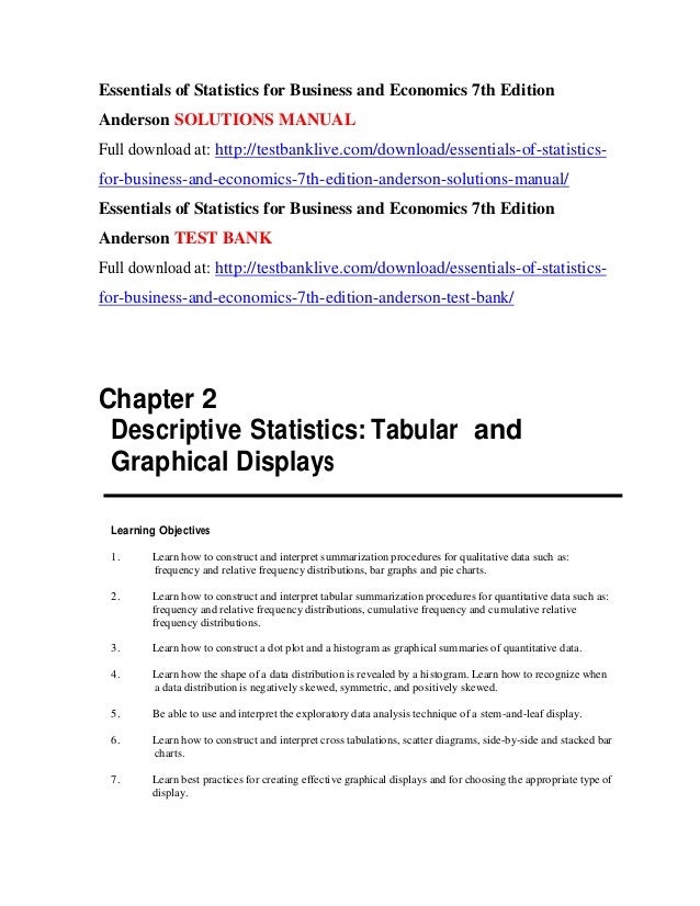 Essentials Of Statistics For Business And Economics