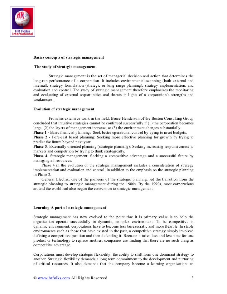 Essentials Of Strategic Management