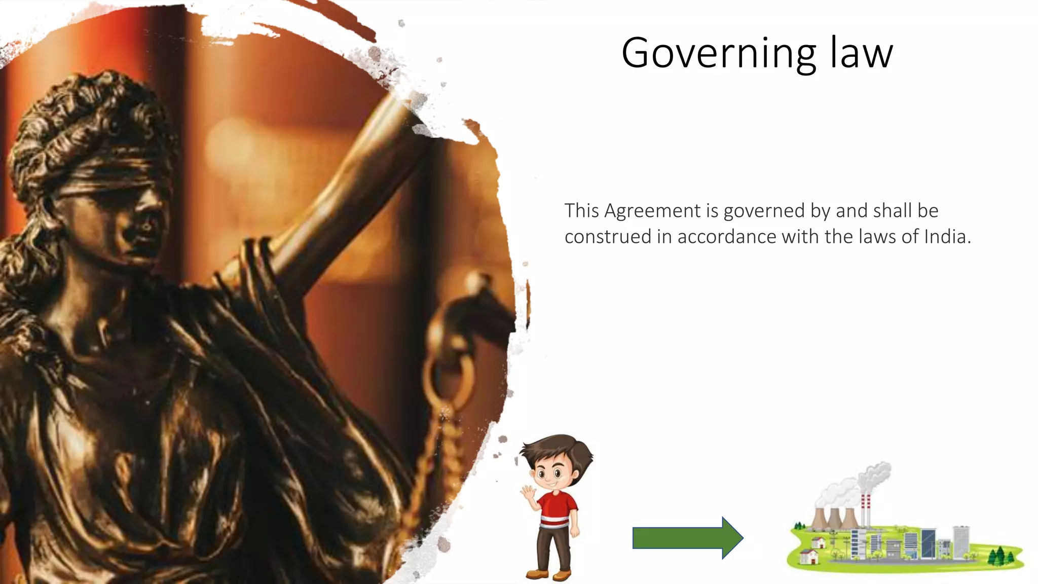 Governing law
This Agreement is governed by and shall be
construed in accordance with the laws of India.
 