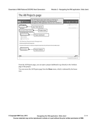 Rm Application Lecture 3: Navigating the Requirements Management application: Web ...