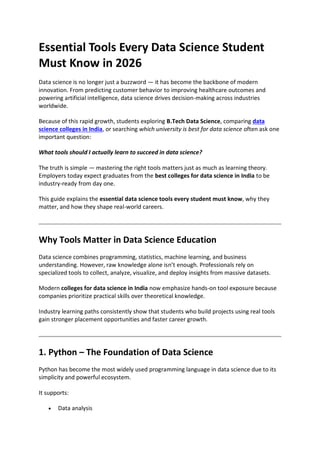 Must-Know Data Science Tools for Career Success in 2026 | PDF